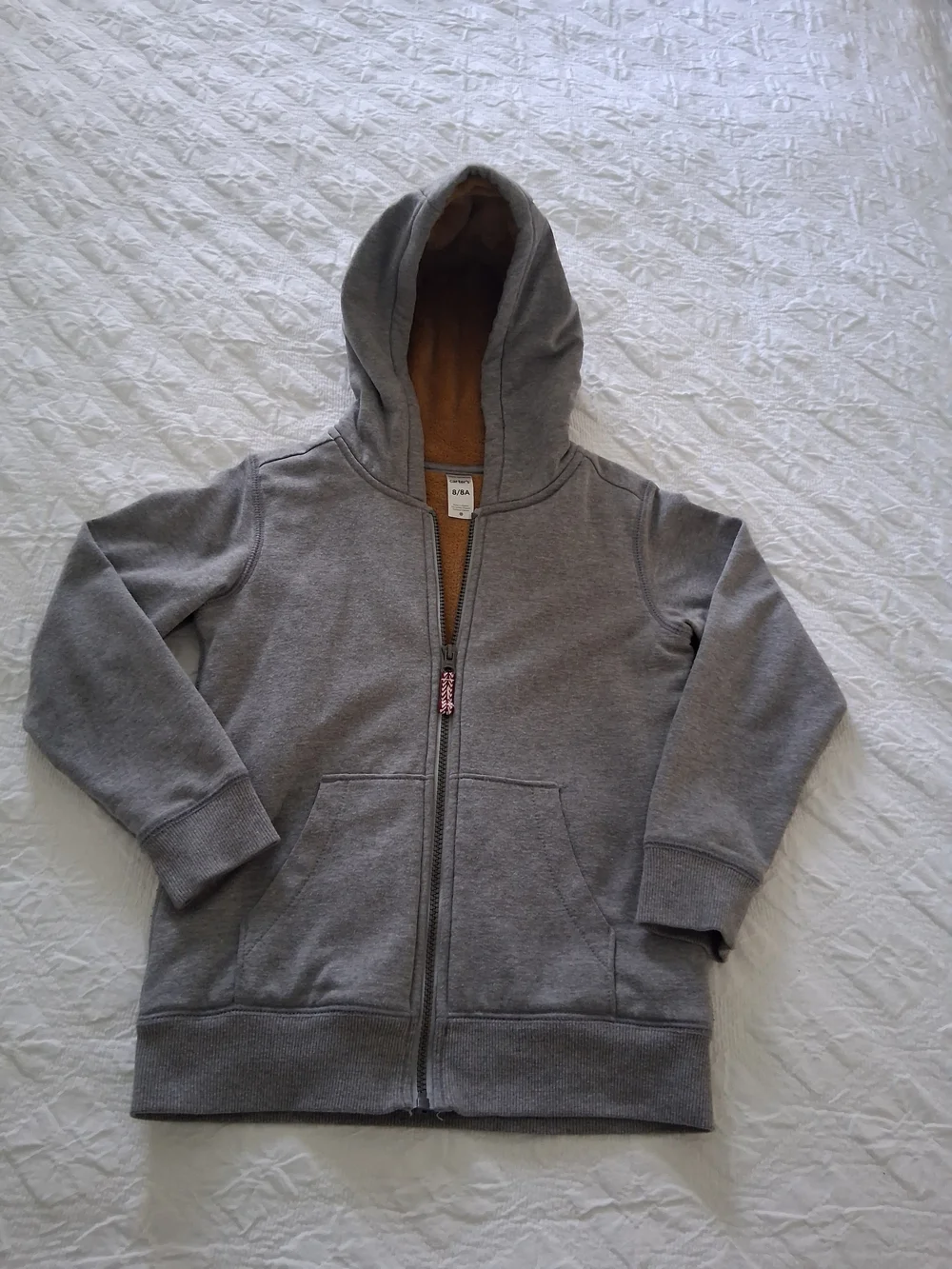 Carter's Boy's Gray Hooded Zip-Up Sweatshirt Size 8 Years Cozy Outdoors School